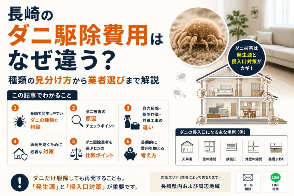 長崎のダニ駆除費用はなぜ違う？種類の見分け方から業者選びまで解説