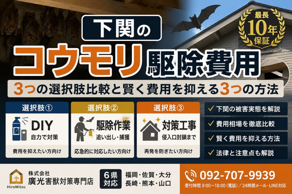 下関のコウモリ駆除費用｜3つの選択肢比較と賢く費用を抑える3つの方法
