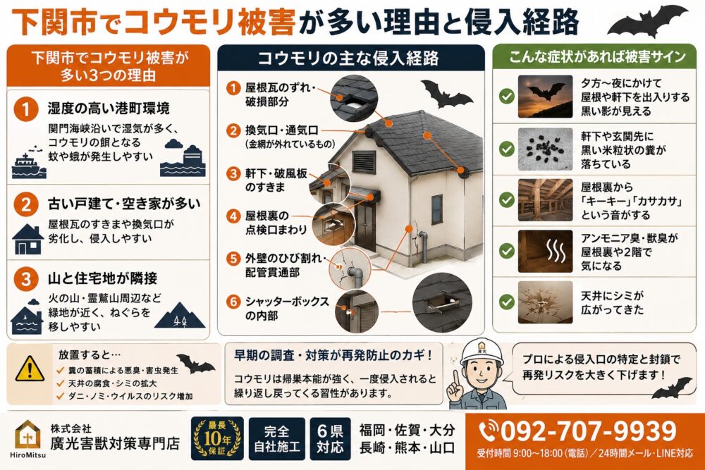 下関市でコウモリ被害が多い理由と侵入経路