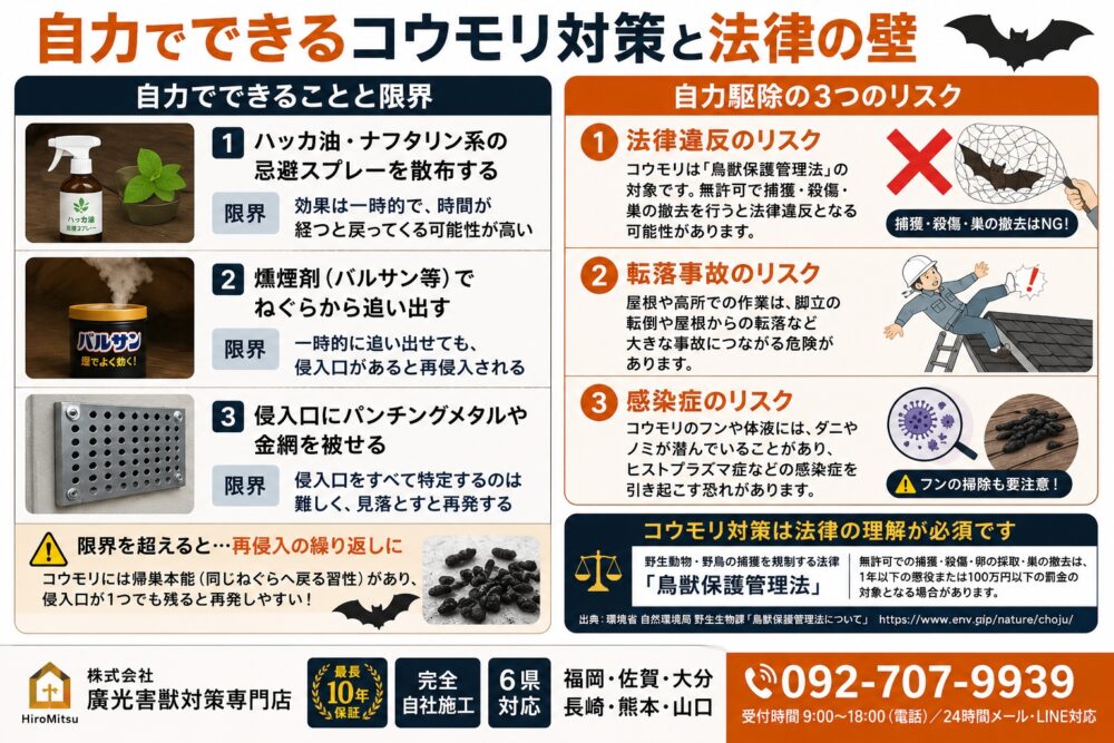 自力でできるコウモリ対策と法律の壁