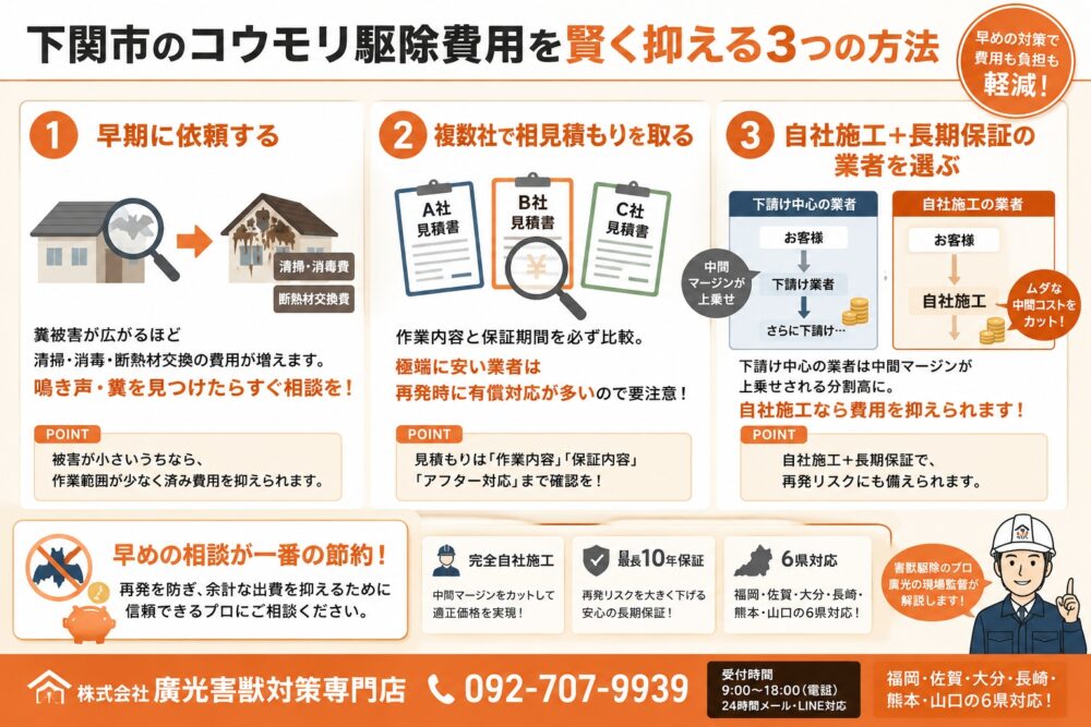 下関市のコウモリ駆除費用を賢く抑える3つの方法