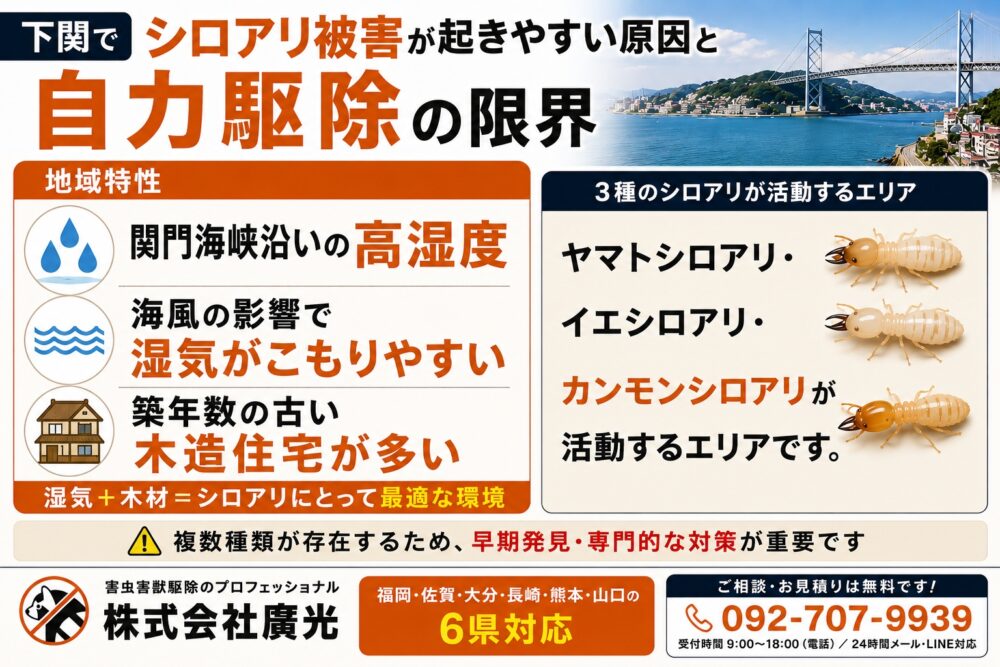 下関でシロアリ被害が起きやすい原因と自力駆除の限界
