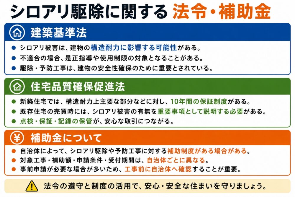 シロアリ駆除に関する法令・補助金