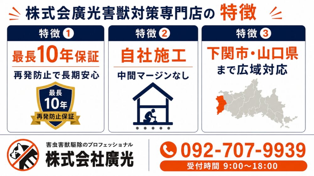 【下関対応】株式会社廣光害獣対策専門店の特徴