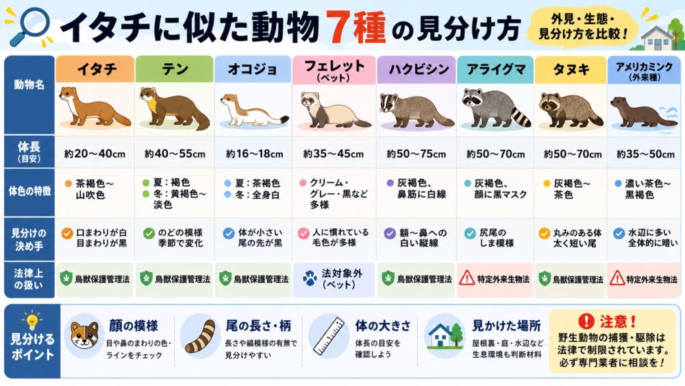 イタチに似た動物7種|外見・生態・見分け方