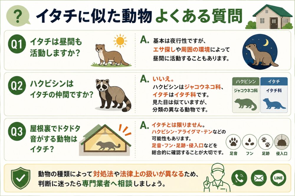 イタチに似た動物に関するよくある質問
