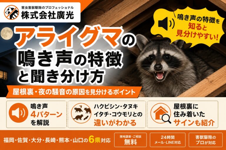 修正あり】アライグマの鳴き声の特徴と聞き分け方｜屋根裏・夜の騒音へ