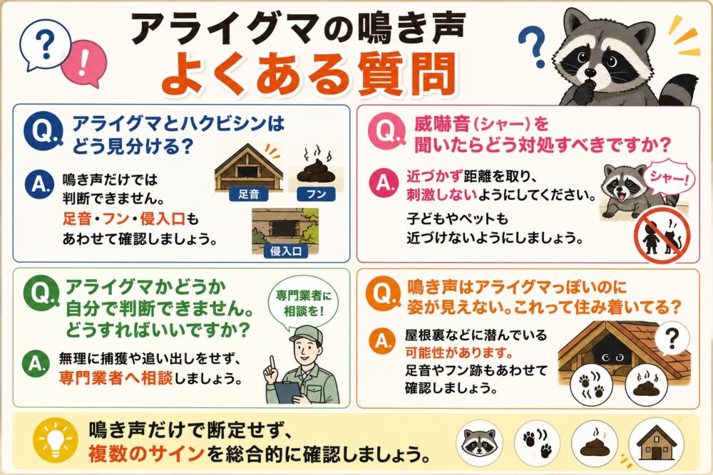 アライグマの鳴き声に関するよくある質問