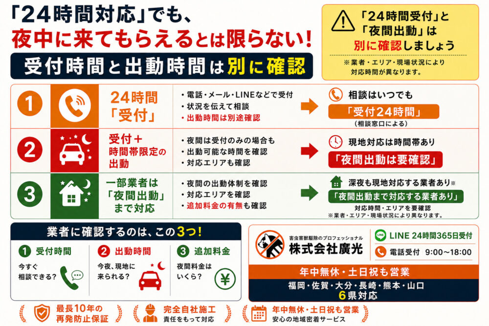 害獣駆除の24時間対応とは？「受付」と「出動」は別物