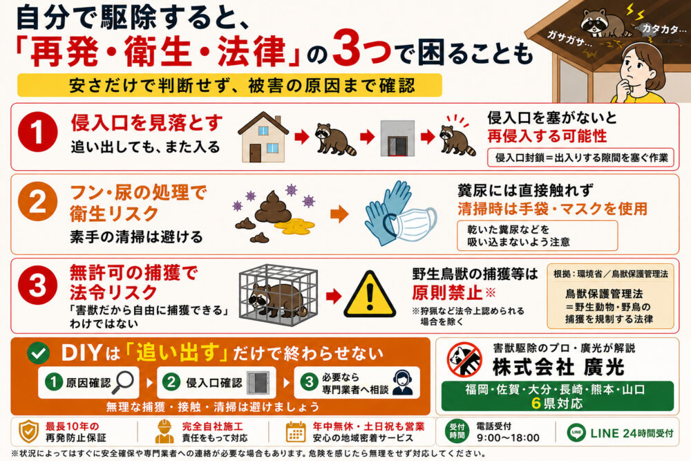 自分で駆除しようとすると起こる3つのトラブル