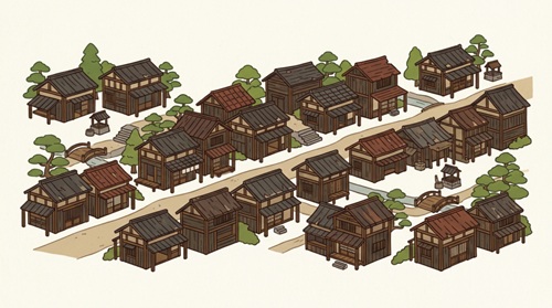 築年数の古い木造住宅が多い