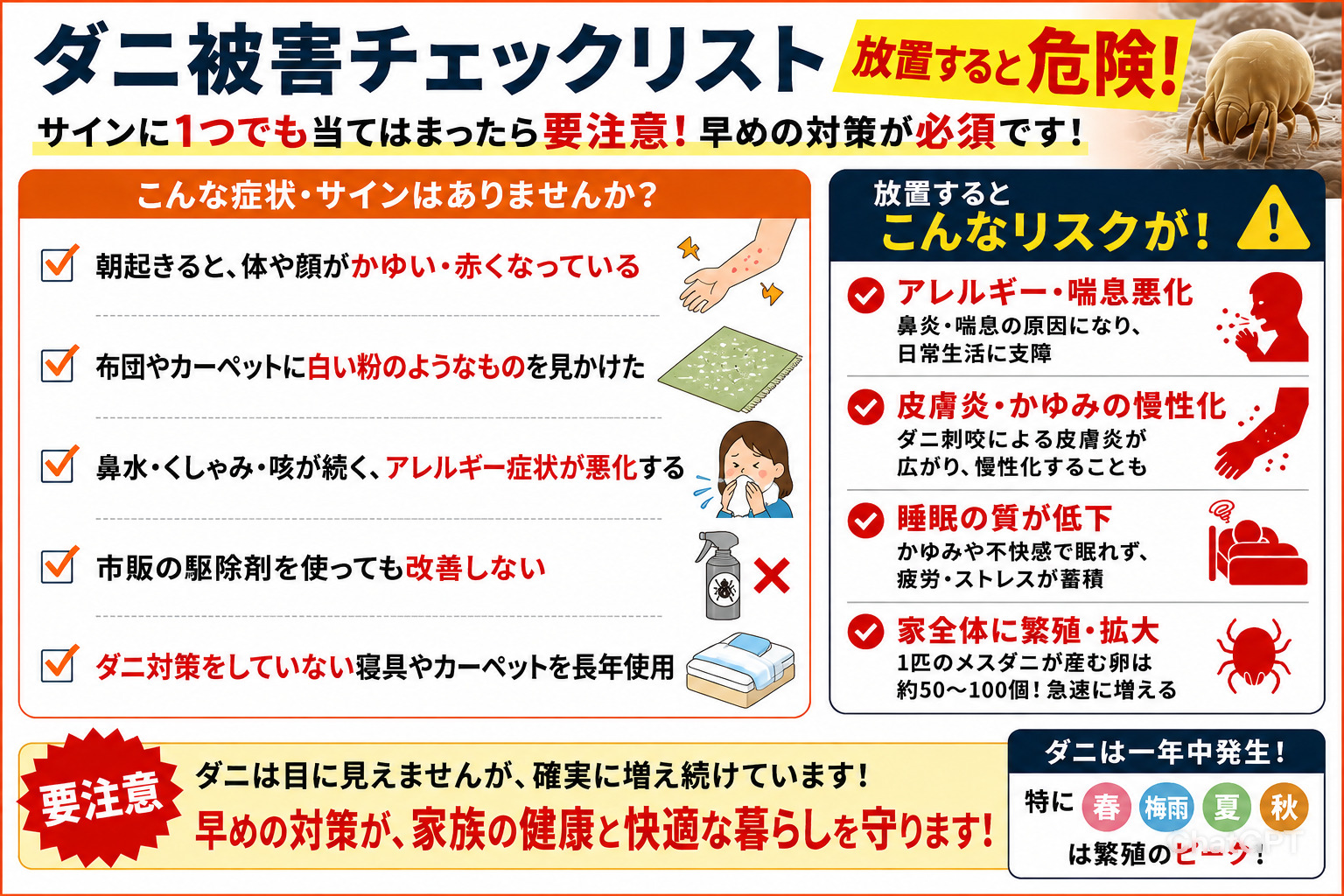 ダニ被害チェックリスト