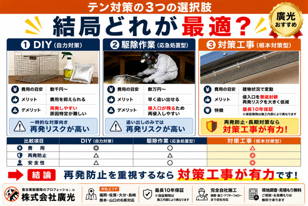 テン対策の3つの選択肢|本当に必要なのはどれか