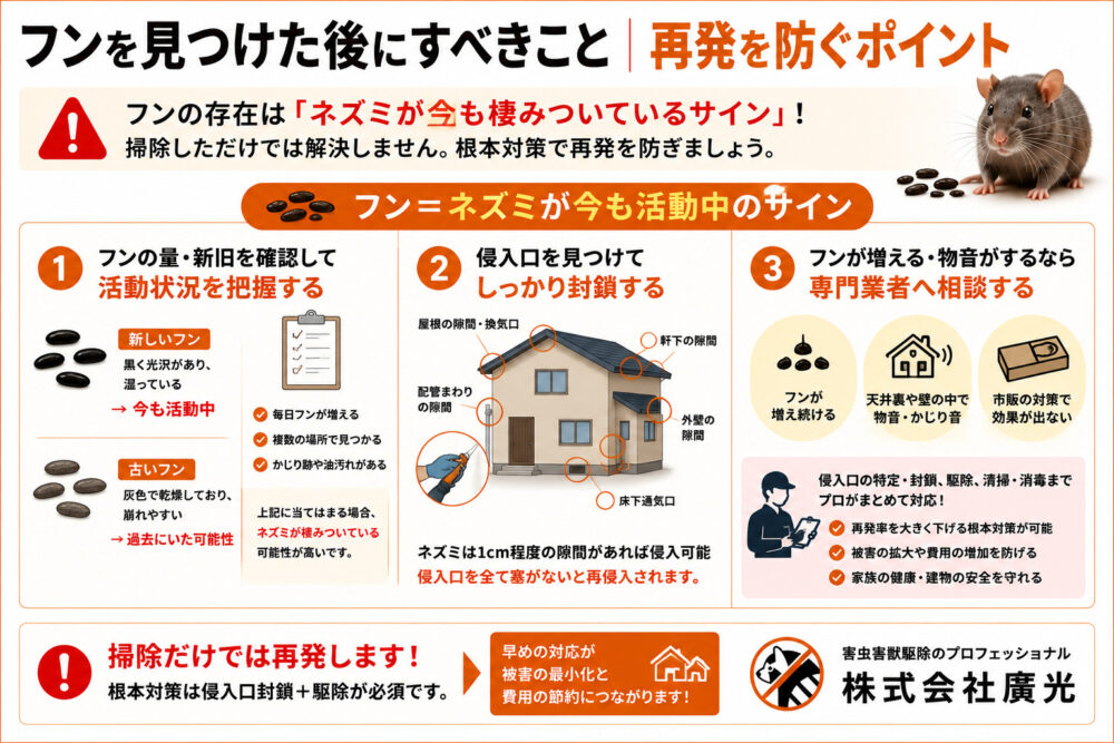 フンを見つけた後にすべきこと｜再発を防ぐポイント