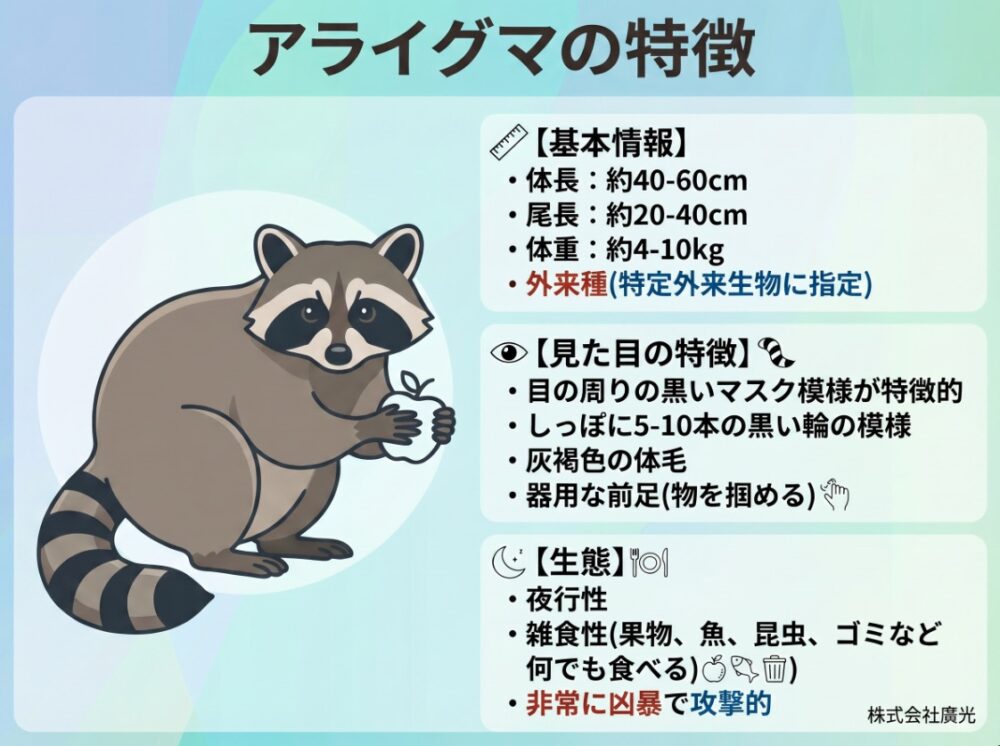 アライグマの特徴と見分け方｜タヌキ・ハクビシンとの違い