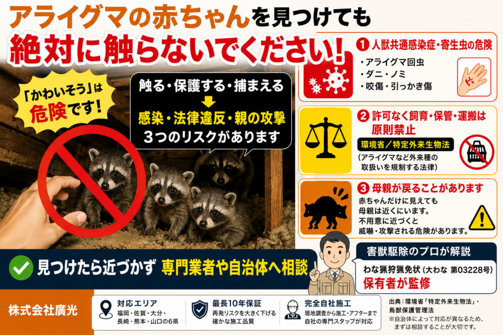 アライグマの赤ちゃんを見つけたら？触らない理由と正しい対処法を解説