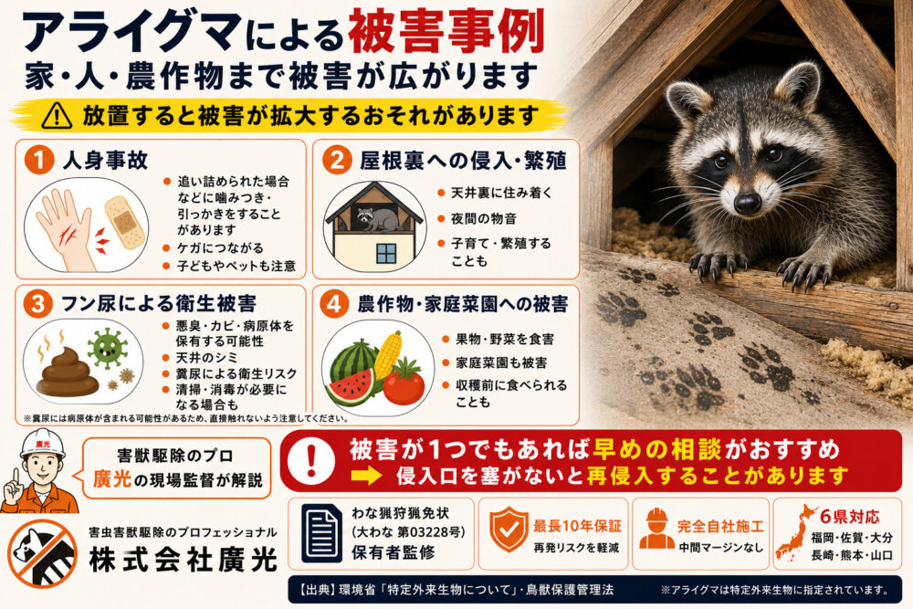 アライグマによる被害事例