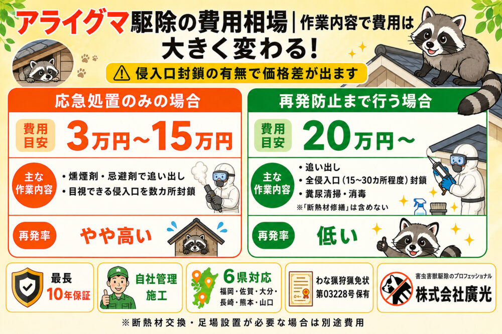 アライグマ駆除作業と対策工事の違い