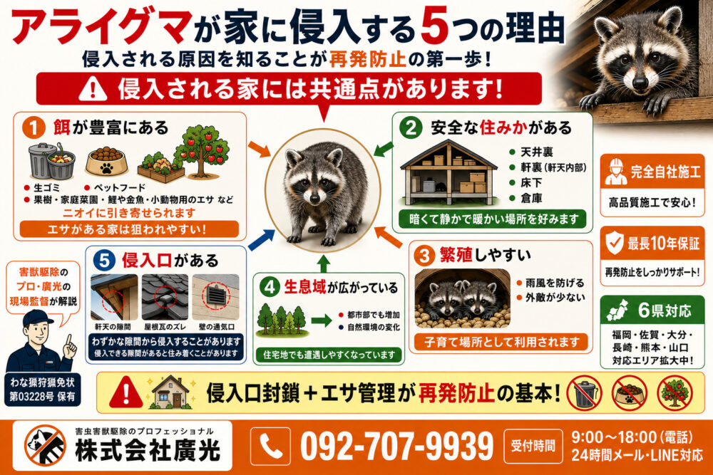 アライグマが家に侵入する5つの理由