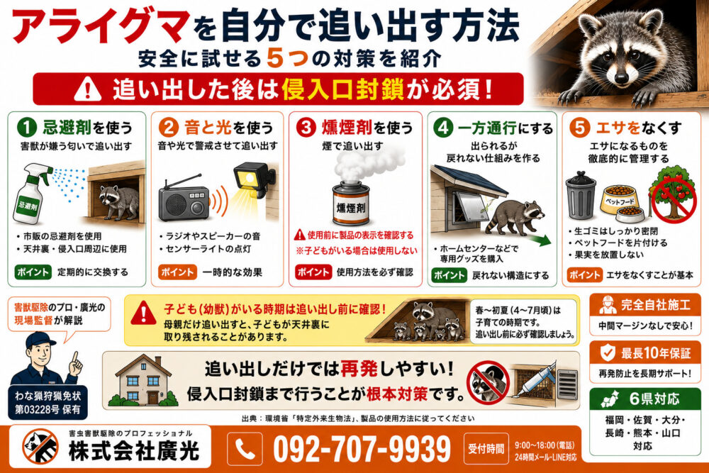 アライグマ駆除を自分でする方法｜効果的な追い出し