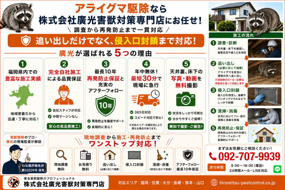 アライグマ駆除なら株式会社廣光害獣対策専門店にお任せ！