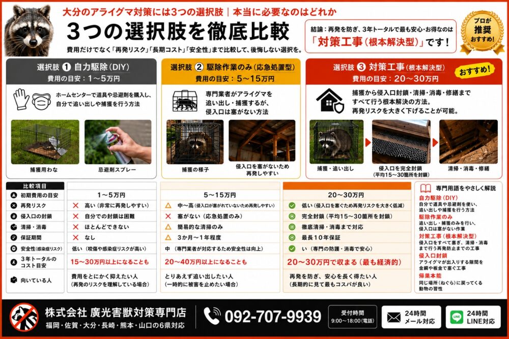 大分のアライグマ対策には3つの選択肢