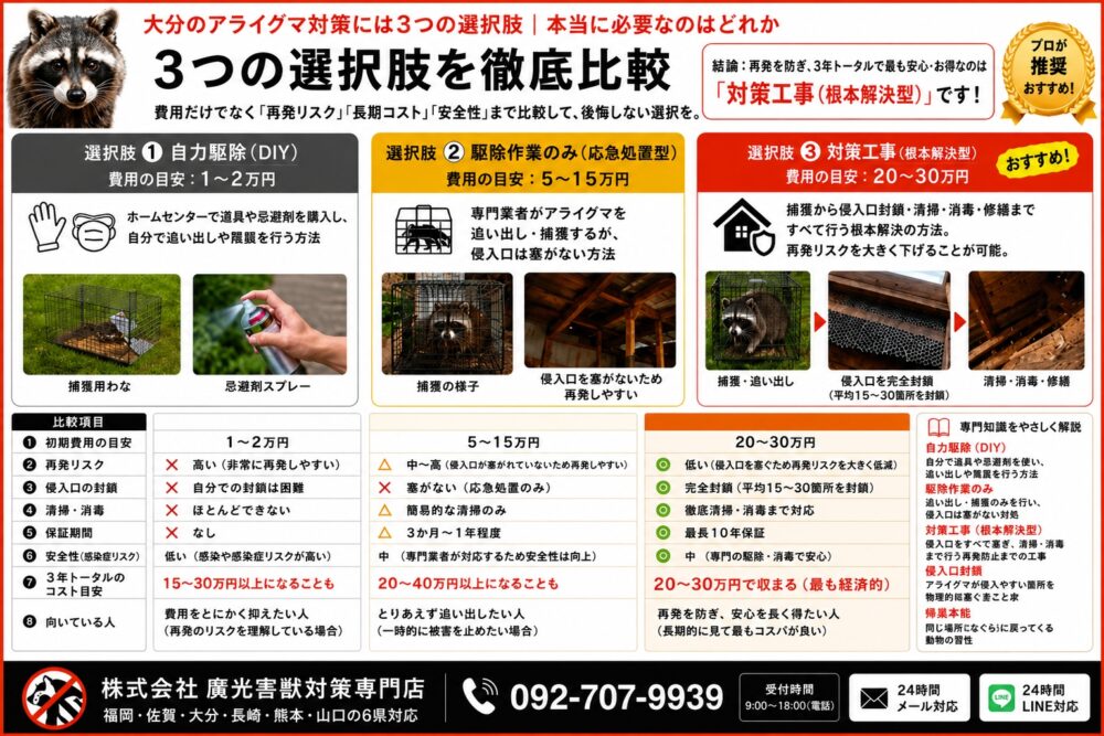 大分のアライグマ対策には3つの選択肢｜本当に必要なのはどれか