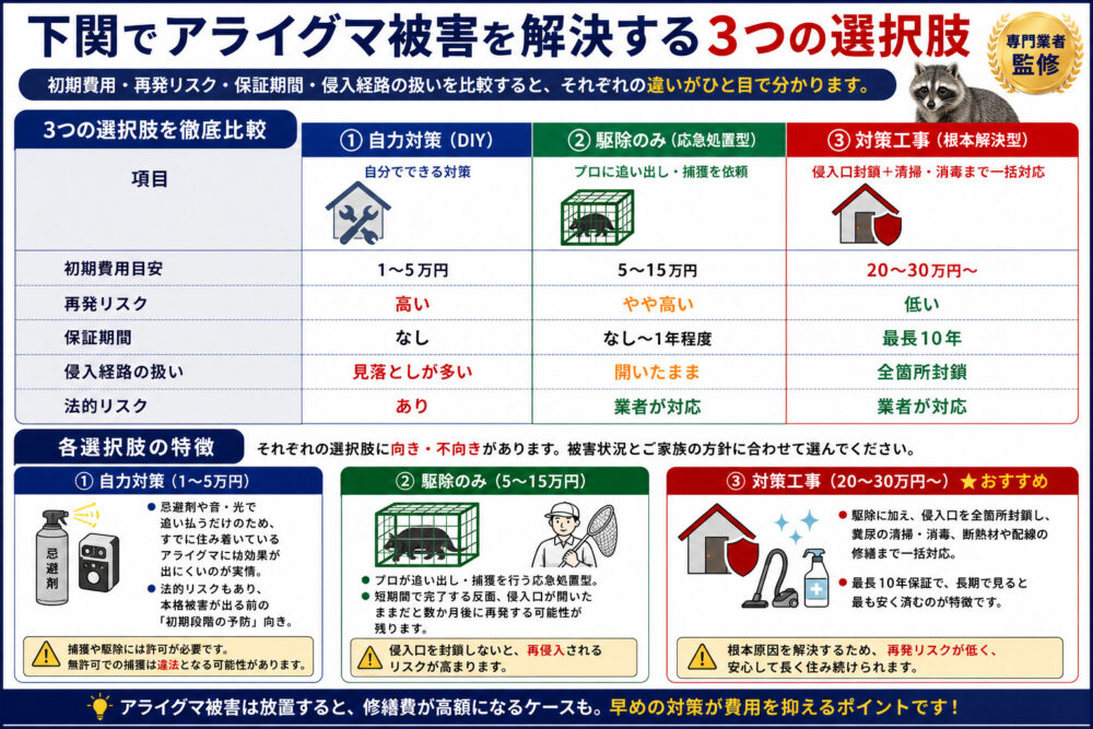 下関 アライグマ被害を解決する選択肢