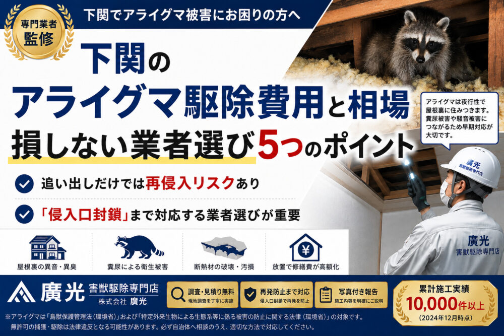 下関のアライグマ駆除費用と相場｜損しない業者選び5つのポイント