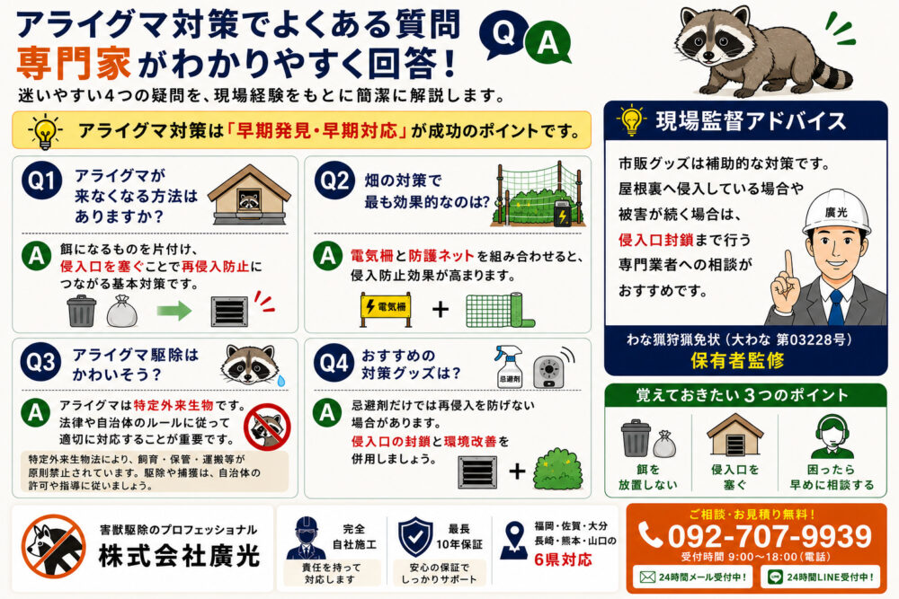 アライグマ対策に関するよくある質問と回答