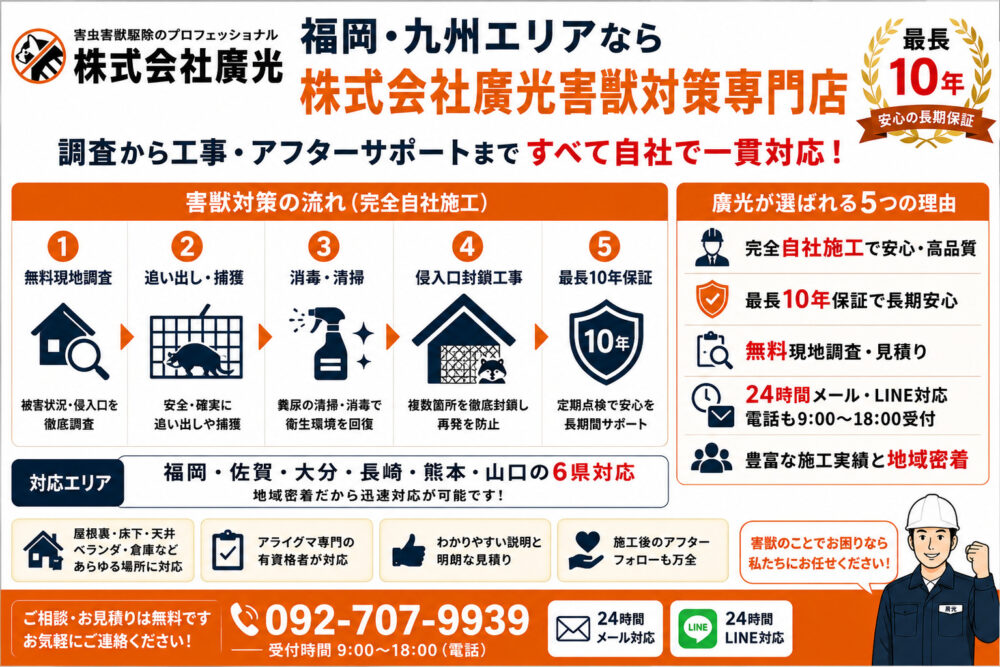 福岡・九州エリアなら｜株式会社廣光害獣対策専門店