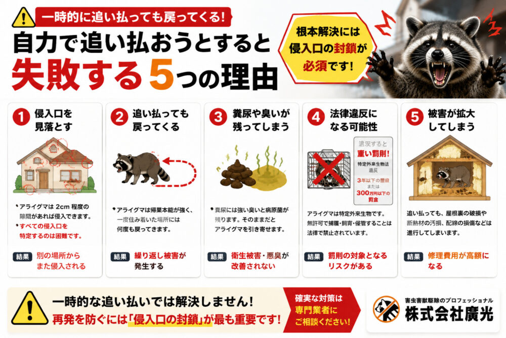自力で追い払おうとすると失敗する5つの理由