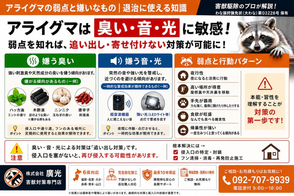 アライグマの弱点と嫌いなもの