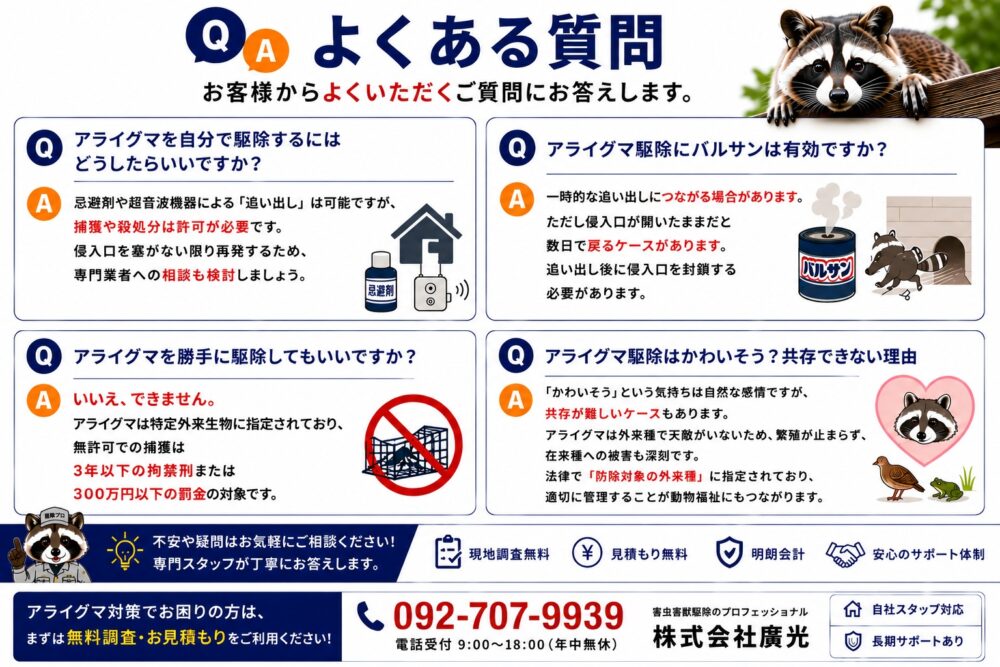 アライグマ退治に関するよくある質問と回答
