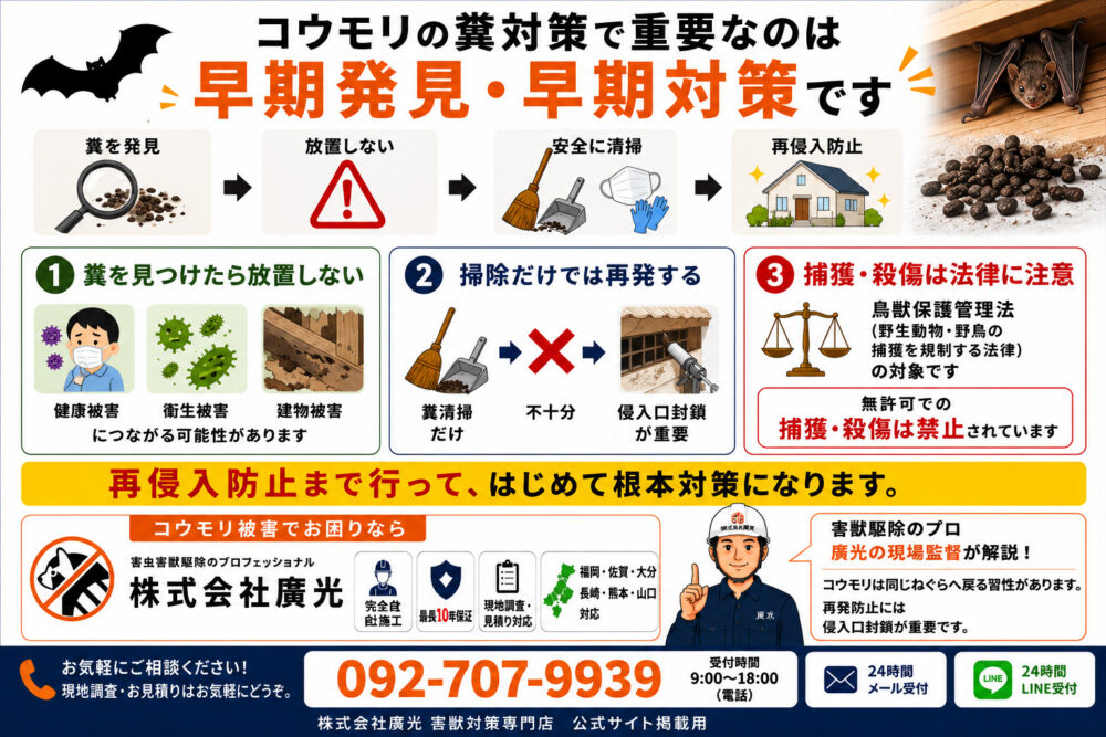 まとめ|コウモリの糞対策は早期対応が肝心