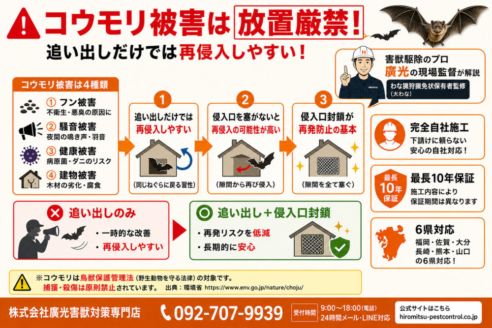 【放置厳禁】コウモリ被害の正体と対処法｜費用相場と失敗しない業者選び