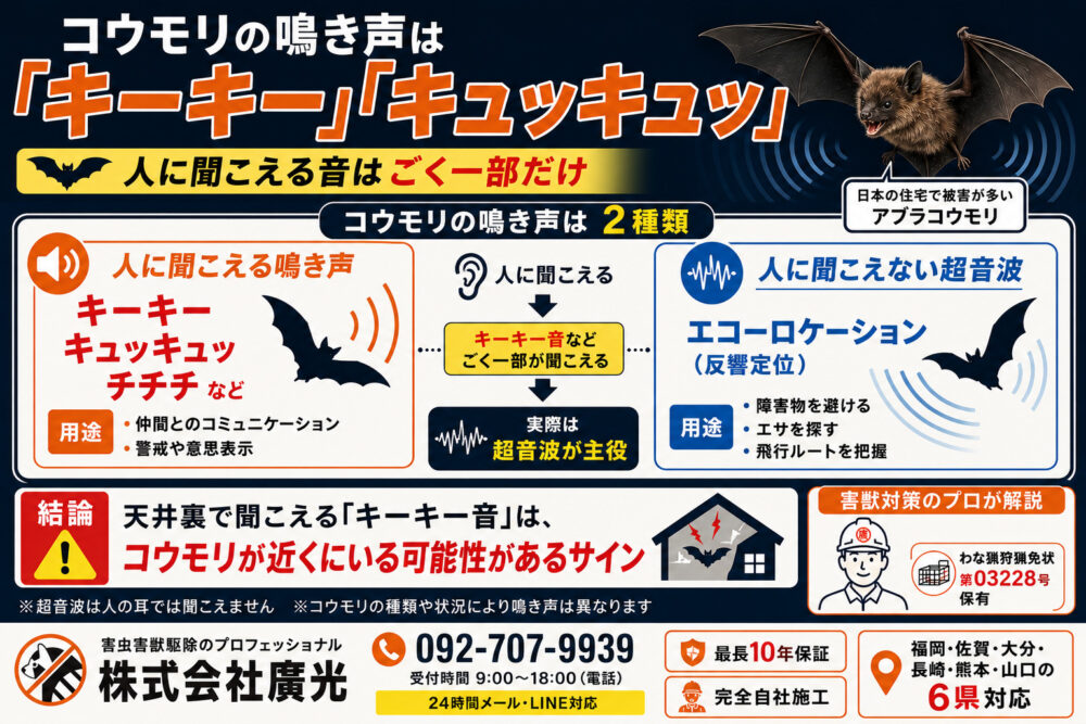 コウモリの鳴き声はどんな音?特徴を解説