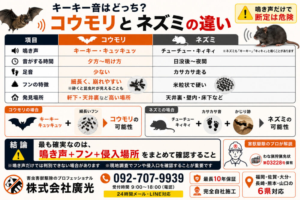コウモリとネズミの鳴き声の違い|聞き分け方
