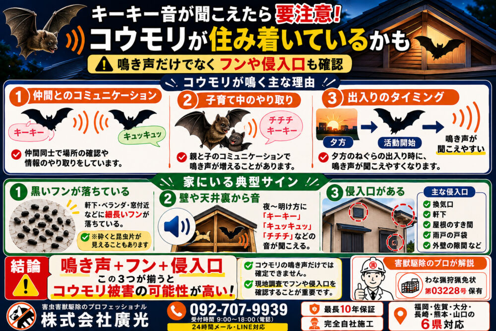 コウモリの鳴き声が聞こえる理由と家にいるサイン