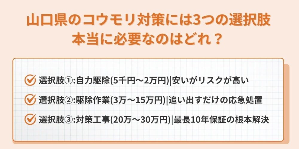 山口県　コウモリ対策 選択肢