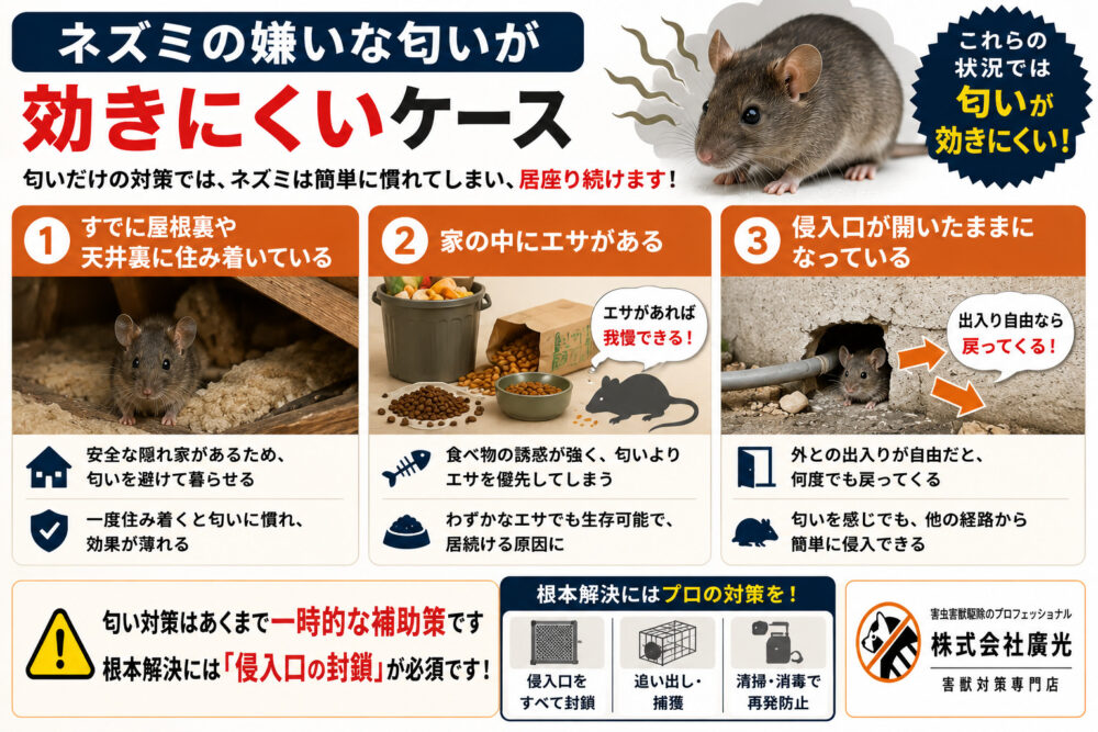 ネズミの嫌いな匂いが効きにくいケース