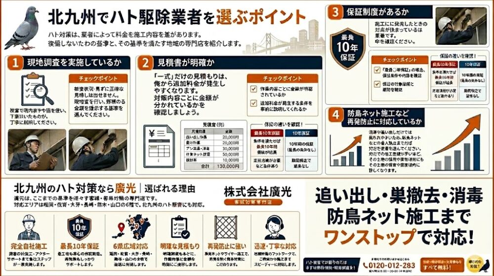 北九州でハト駆除業者を選ぶポイント