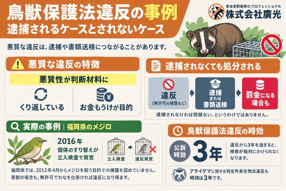 鳥獣保護法違反の事例