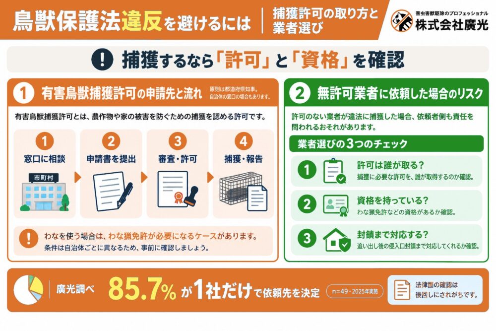 鳥獣保護法で違反になる行為・ならない行為