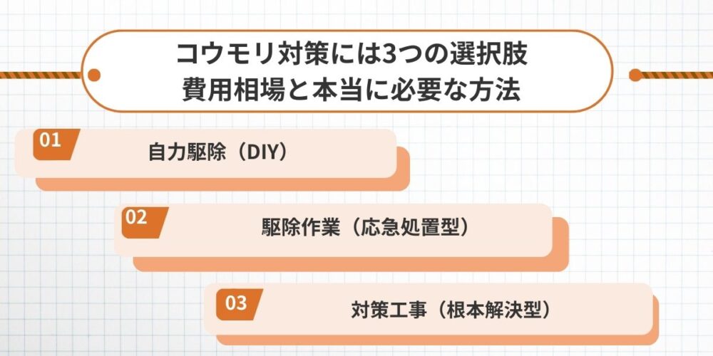 コウモリ対策には3つの選択肢｜費用相場と本当に必要な方法