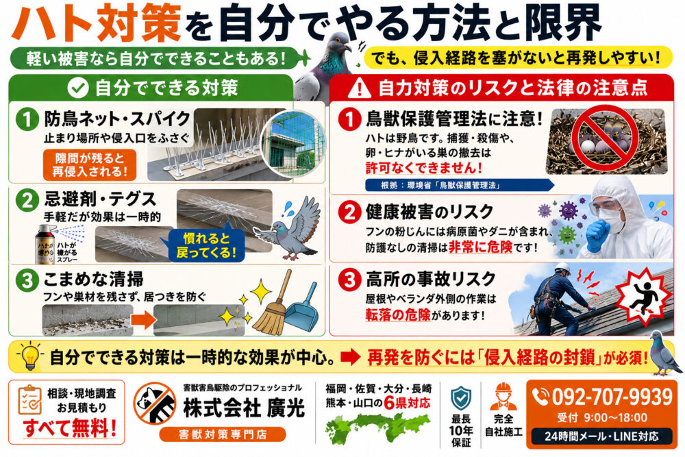 ハト対策を自分でやる方法と限界