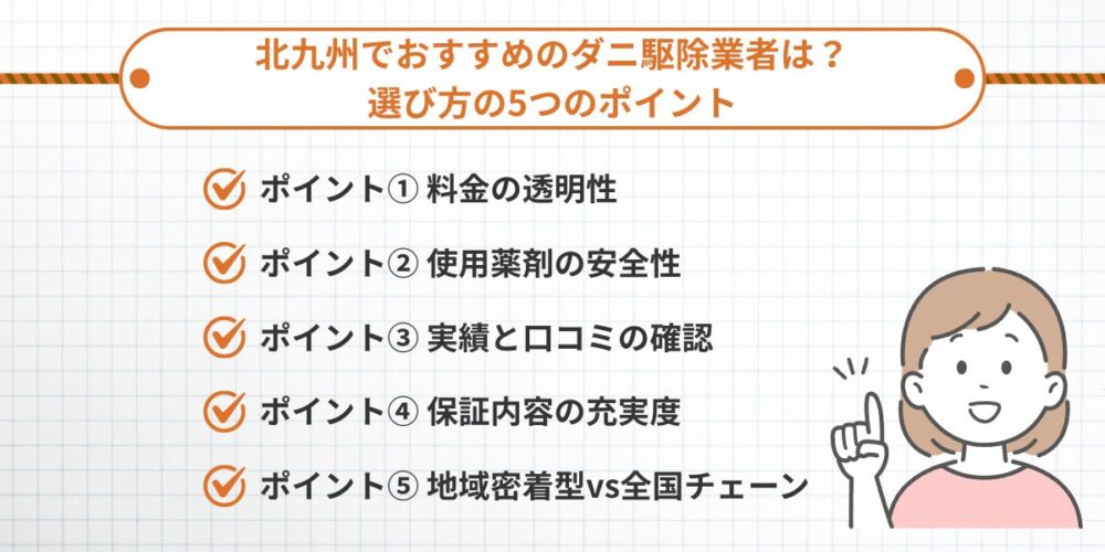 北九州でおすすめのダニ駆除業者は？選び方の5つのポイント