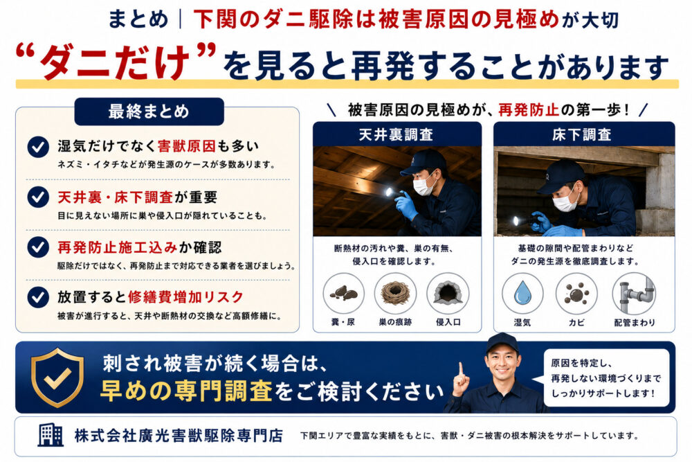 下関市のダニ駆除費用と根本対策のまとめ