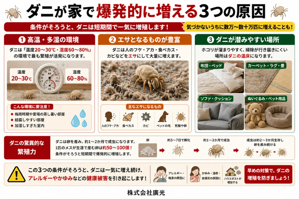 ダニが家で爆発的に増える3つの原因