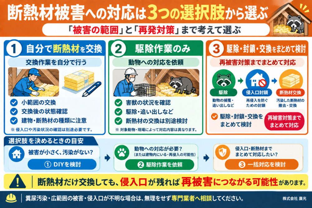 断熱材被害への対応は3つの選択肢から選ぶ